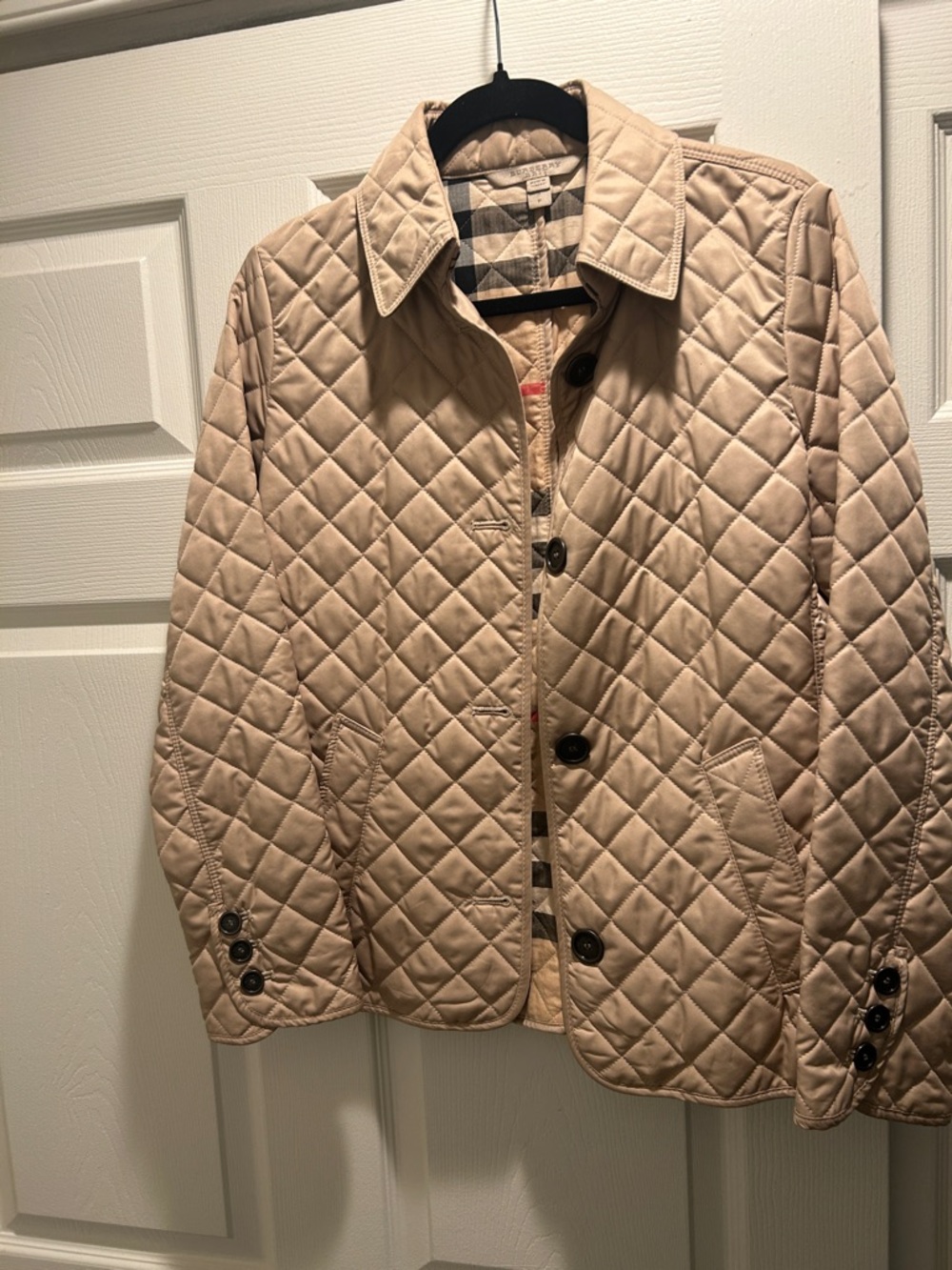 Burberry Quilted Beige Button-Front Jacket